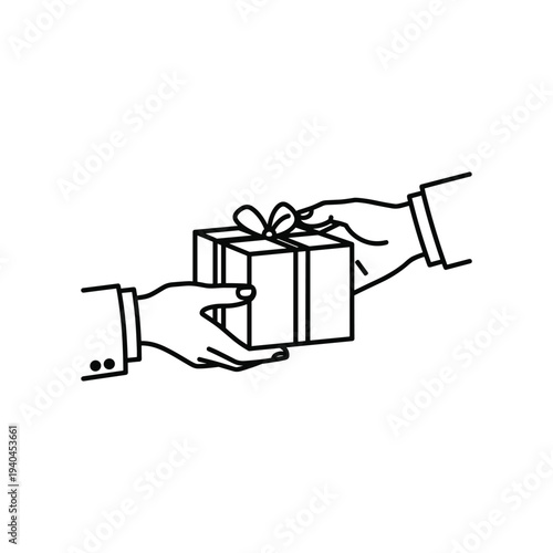 Hands exchanging a gift box