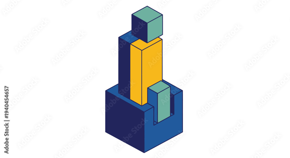 Fototapeta premium Colorful 3D Geometric Shapes Stacked Together.