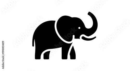 Black Elephant Silhouette Graphic Illustration.