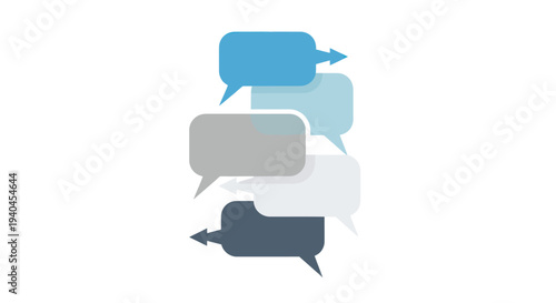 Stacked Speech Bubbles in Various Colors.