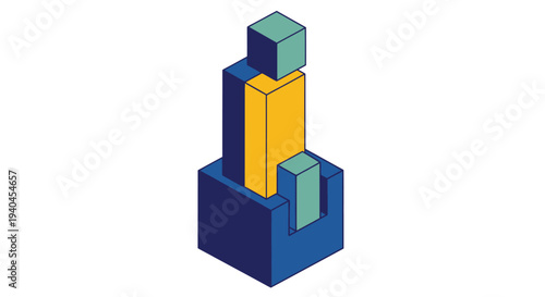 Colorful 3D Geometric Shapes Stacked Together.