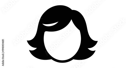 Woman with Bobbed Hair Illustration Silhouette.