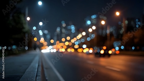 Wallpaper Mural Blurred city lights and streetlights illuminate a road at night creating a dreamy bokeh effect Torontodigital.ca