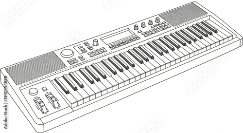 Electronic Keyboard Musical Instrument Illustration.