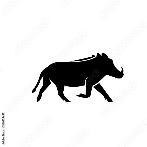 Running Warthog Silhouette Vector Illustration