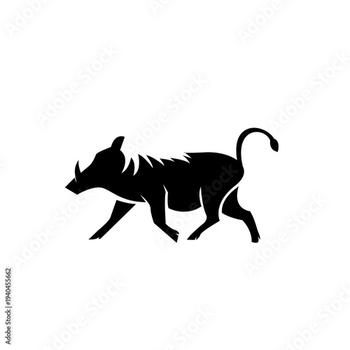 African Warthog Running Silhouette Vector Illustration