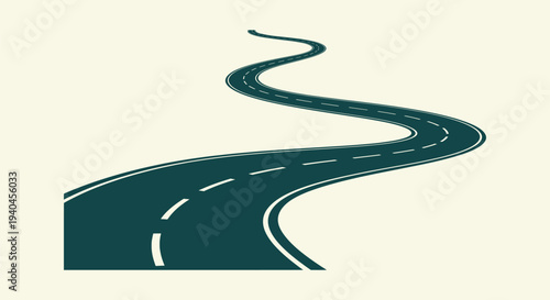 Winding Road Perspective Illustration for Success Journey Business Progress and Future Path Design