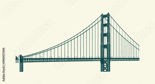 Minimalist Golden Gate Bridge Silhouette San Francisco Landmark Vector Icon for Travel and Design