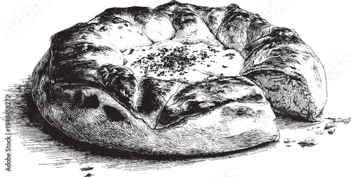 Turkish Pide bread illustration on a white background. This vector illustration can be used in any size you like for advertising, logos, and other work.
