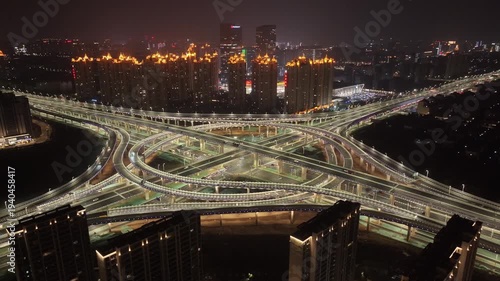 Night view of the Shagang Overpass in Zhangjiagang City