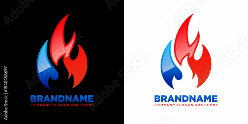 HVAC logo vector image water and fire