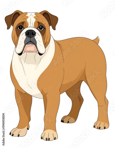 Majestic Bulldog Illustration - A Detailed and Charming Canine Portrait.