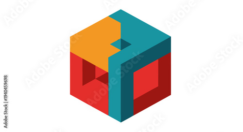 Colorful 3D Cube Geometric Shape Object.
