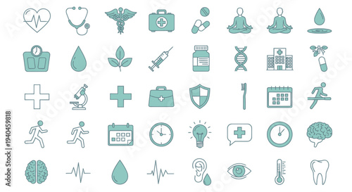 Collection of Medical and Health Icons.