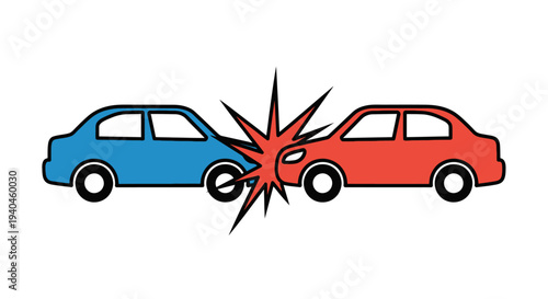 Two Cars Colliding with Impact.