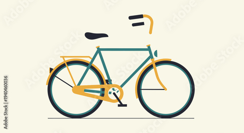 Vintage Bicycle with Yellow Accents Illustration.