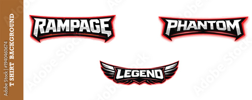 Dynamic and bold gaming logo designs with aggressive typography and wing elements perfect for esports teams jerseys or tshirt prints