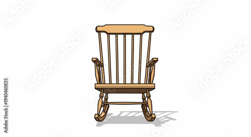 Wooden Chair with Vertical Slats and Arms.