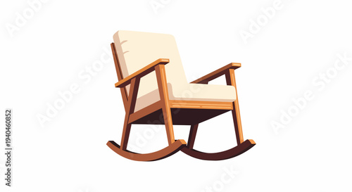 Wooden Rocking Chair with Cream Cushion.