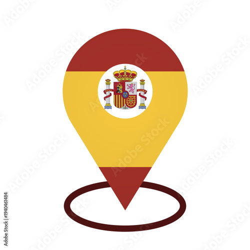 Spain Flag Map Pin Location Icon Vector Set