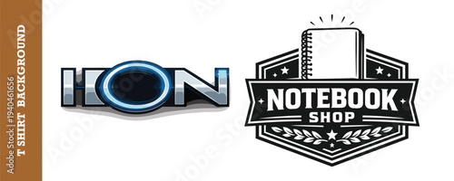 Modern stylish logo design featuring a sleek metallic badge and an open notebook emblem perfect for stationery shops or creative businesses