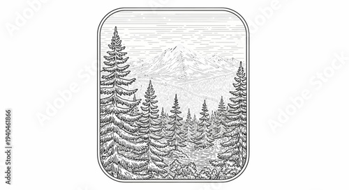 Silver Bar with Winter Forest Illustration.