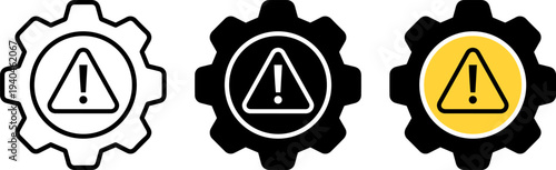 Warning signs on gear icons for maintenance alerts