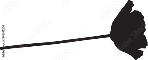Single poppy flower silhouette vector illustration. remembrance day line art on stem