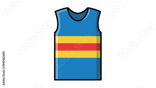 Colorful sleeveless jersey with horizontal stripes on white background