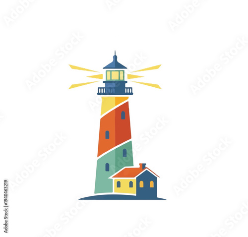Colorful lighthouse illustrat...