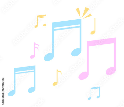colorful pastel color key notes musical melody illustration clipart
