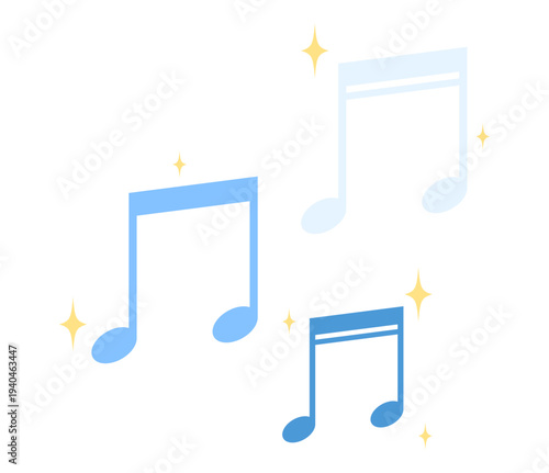 music notes key musical blue doodle notes element illustration clipart