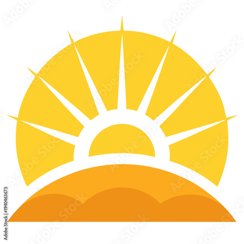 Golden sunrise horizon fresh start minimalist vector illustration
