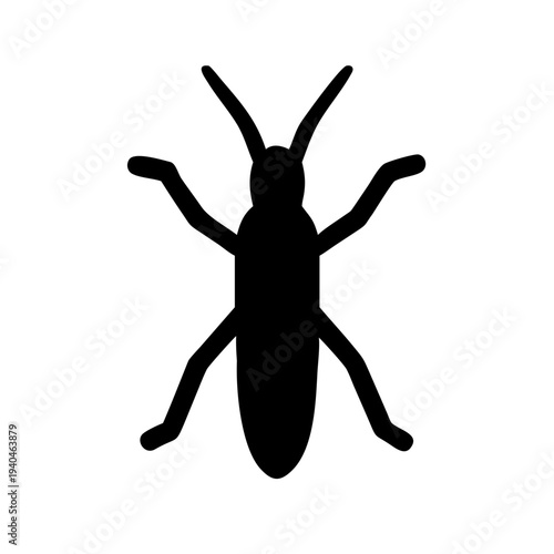 Black grasshopper nymph vector silhouette isolated on white