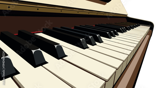 Elegant piano close-up with classic keyboard aesthetic in flat design