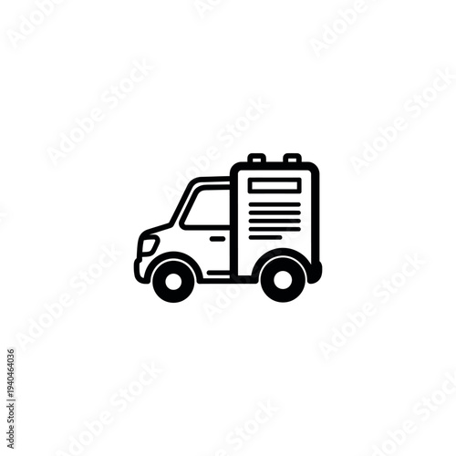 Simple Black Refrigerated Delivery Truck Illustration.