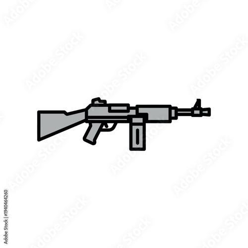 Simple Black and White Rifle Illustration.
