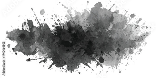 Abstract Grunge Black Ink Brush Stroke Texture – Dirty Paint Splatter, Scratched Distressed Brushstroke Background Artistic Vector, Hand Drawn Ink Stroke Element for Creative Layout