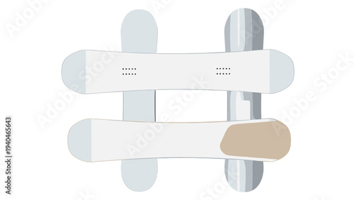 Top view of snowboards on a rack in flat style design