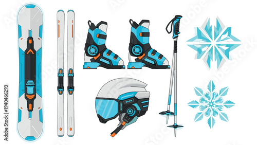 Futuristic winter sports gear with high-tech design elements