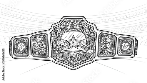 Intricate championship belt design with ornate patterns