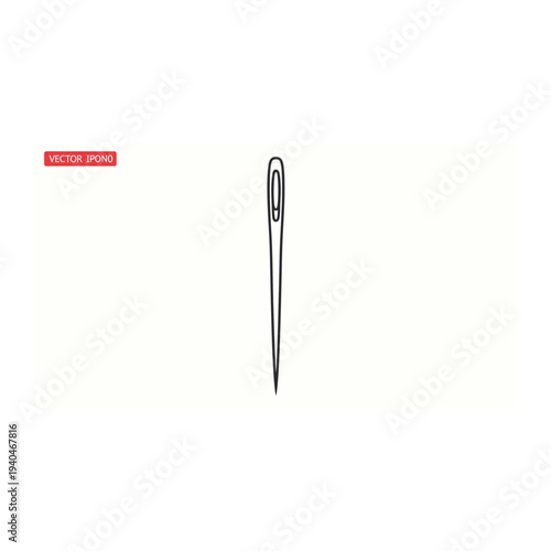 A detailed illustration of a sewing needle with eye and thread hole