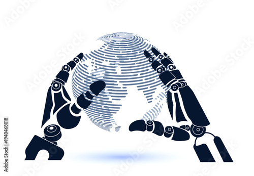 Planet in the hands of a machine