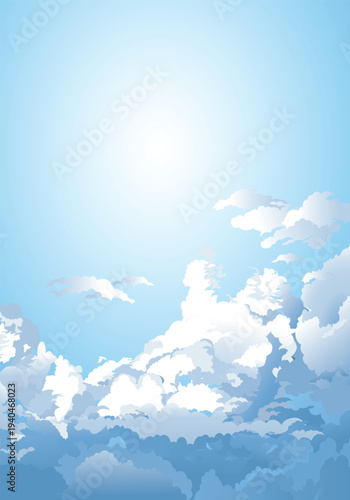 Blue Sky with White Clouds Background Nature Atmosphere Illustration