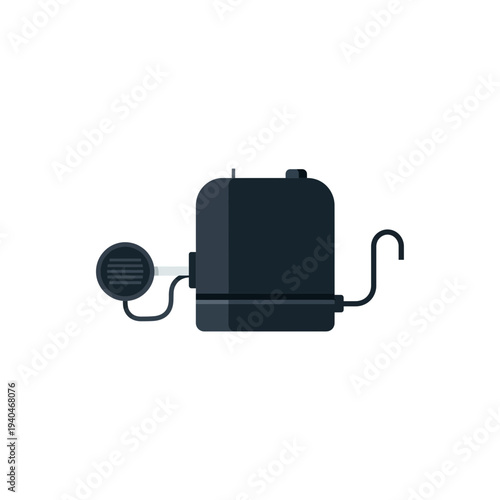 Black square device with wires and a gauge