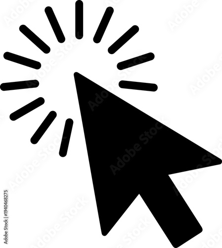 Modern computer mouse cursor with dynamic motion lines indicating action