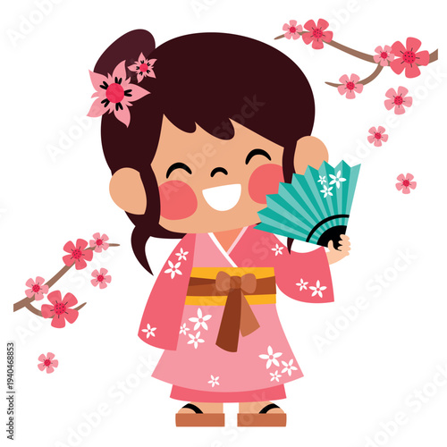Japanese Girl In Kimono Costume