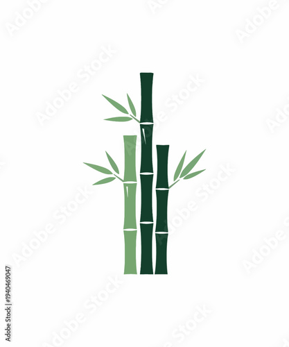 Green bamboo plant in black and white grid vase vector illustration flat design
