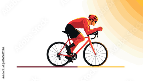 Dynamic cyclist in motion with gradient background and vibrant colors