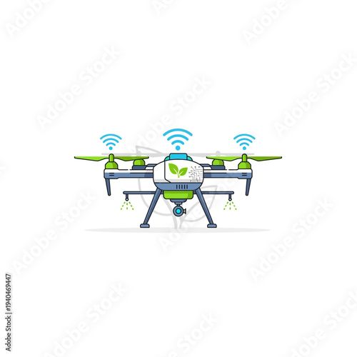 Agricultural Drone Icon with Sensors and Wireless Connectivity